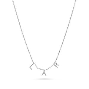 Diamond Drop Name Necklace - White Gold