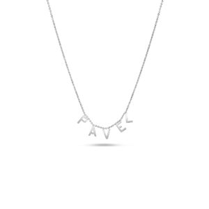 Drop Name Necklace - White Gold