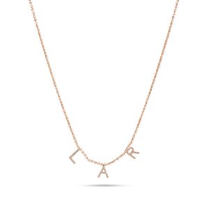 Diamond Drop Name Necklace - Rose Gold